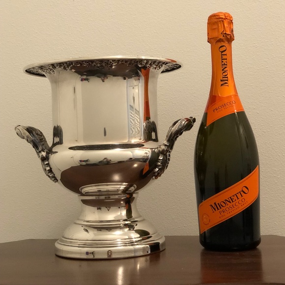 Vintage Champagne Wine Bucket Grape Vine and Leaves Repousse Silverplate - Picture 1 of 15